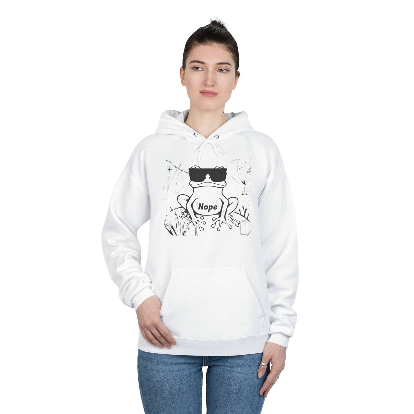 Hoodie with Frog and Beer 'Nope' Design for Beer Lovers, Funny Animal Hoodies,