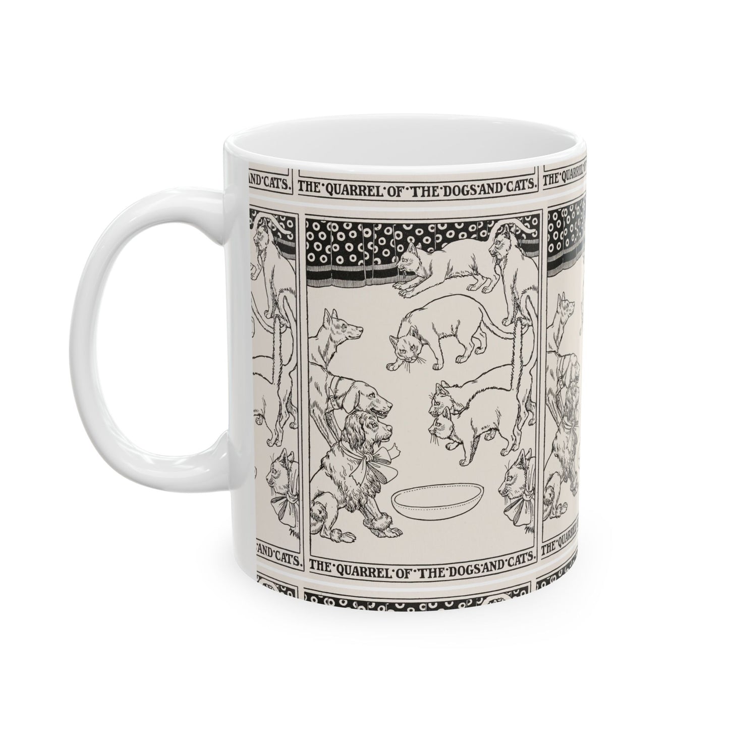 Ceramic Mug, Cat vs Dog Quarrel