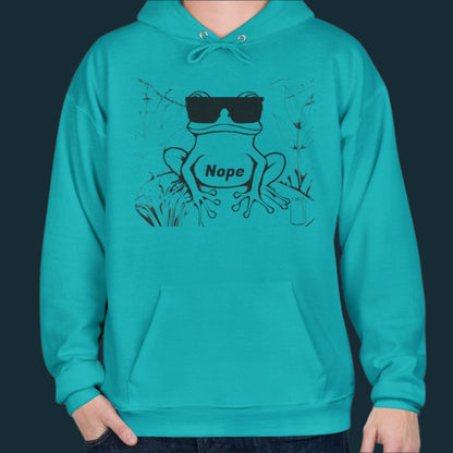 Hoodie with Frog and Beer 'Nope' Design for Beer Lovers, Funny Animal Hoodies,