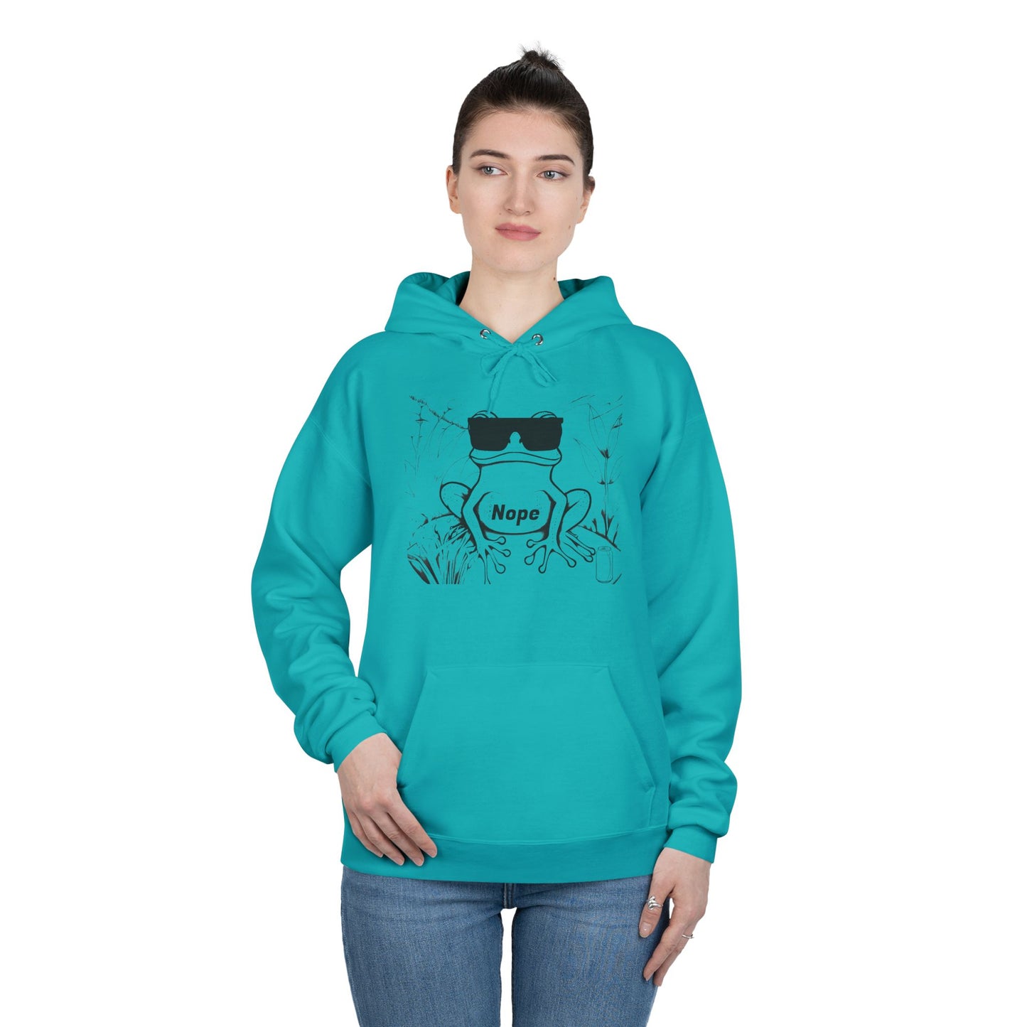 Hoodie with Frog and Beer 'Nope' Design for Beer Lovers, Funny Animal Hoodies,