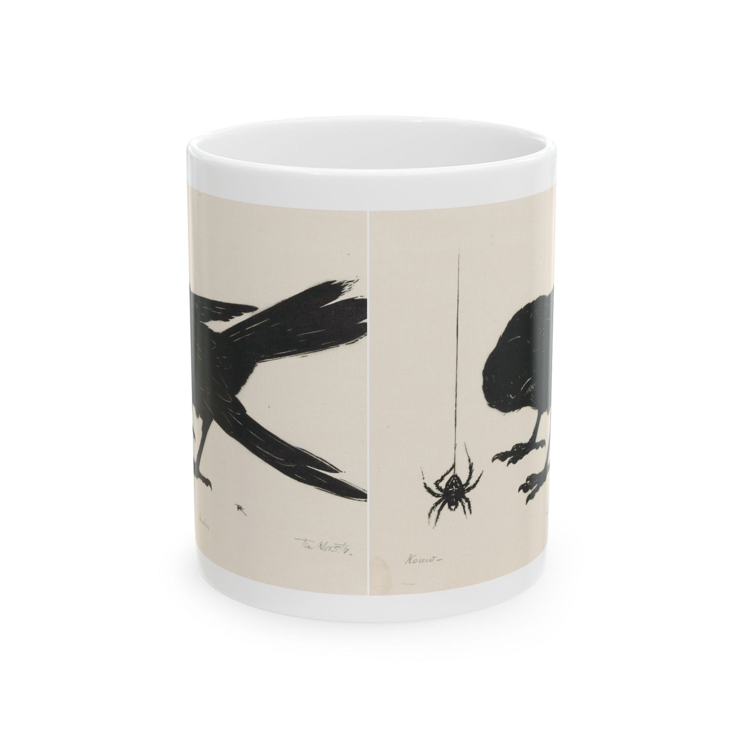 Crow and Spider Ceramic Mug, Gothic