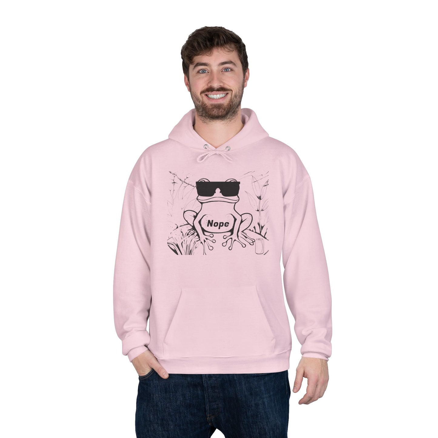 Hoodie with Frog and Beer 'Nope' Design for Beer Lovers, Funny Animal Hoodies,