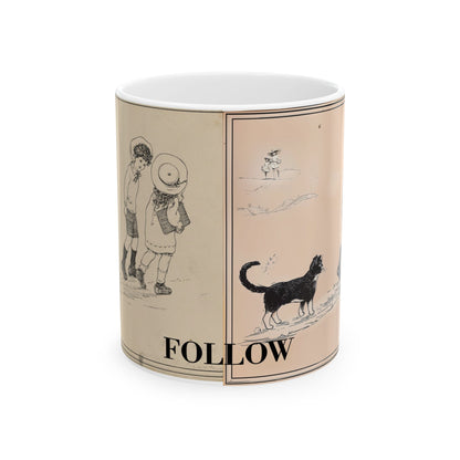 Black Cat On A Walk Artsy Ceramic Mug -