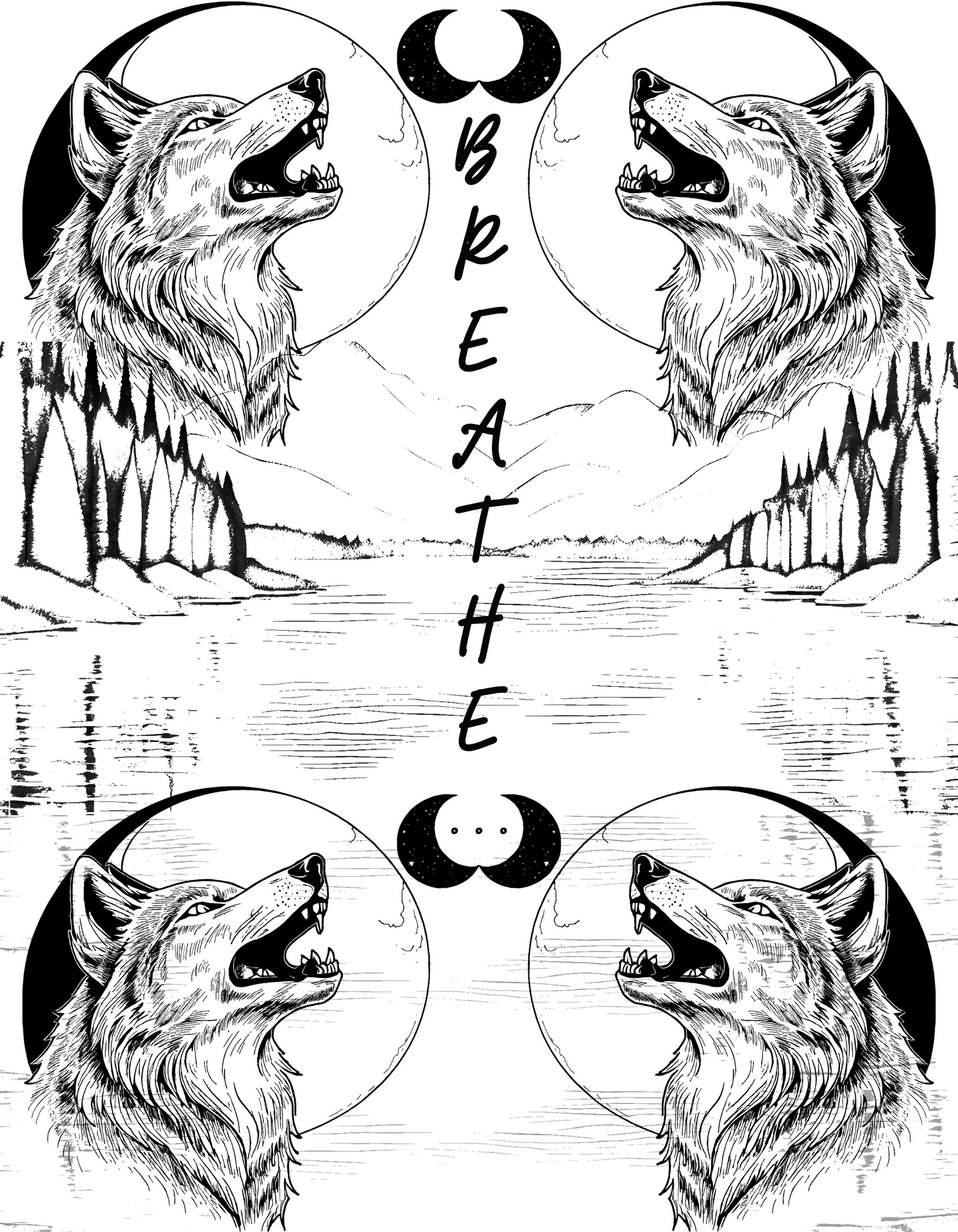 Breathe B&W by CAMM Animal Bathroom Poster Gift Wolf Art Bathroom Wall Decor Poster Bathroom Print Digital Download