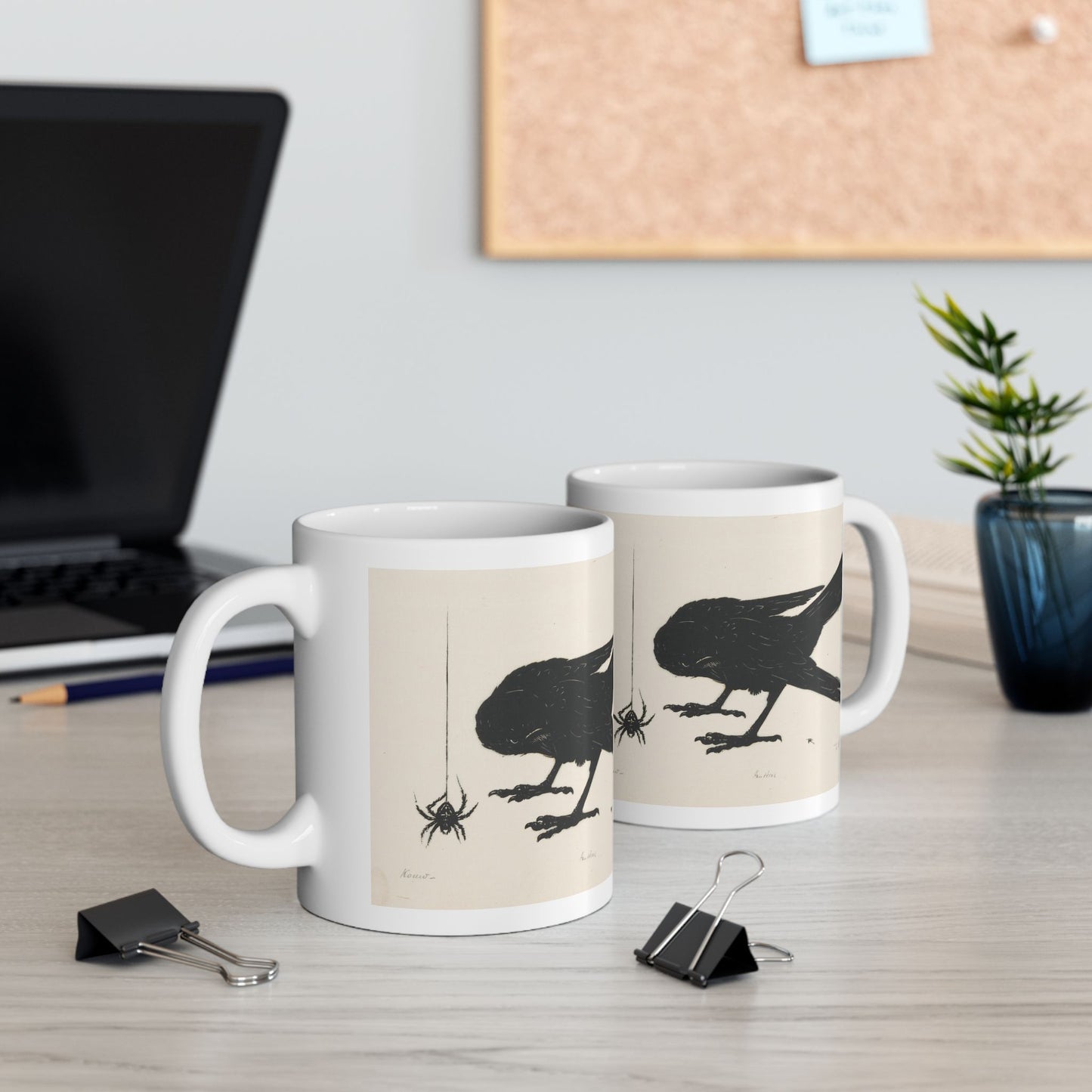 Crow and Spider Ceramic Mug, Gothic