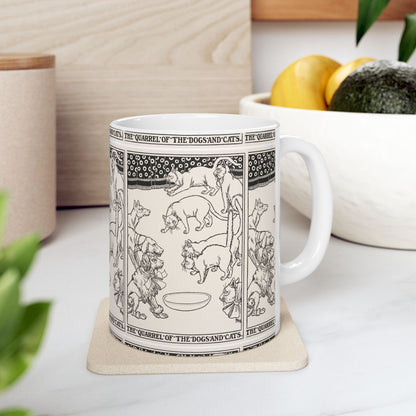 Ceramic Mug, Cat vs Dog Quarrel