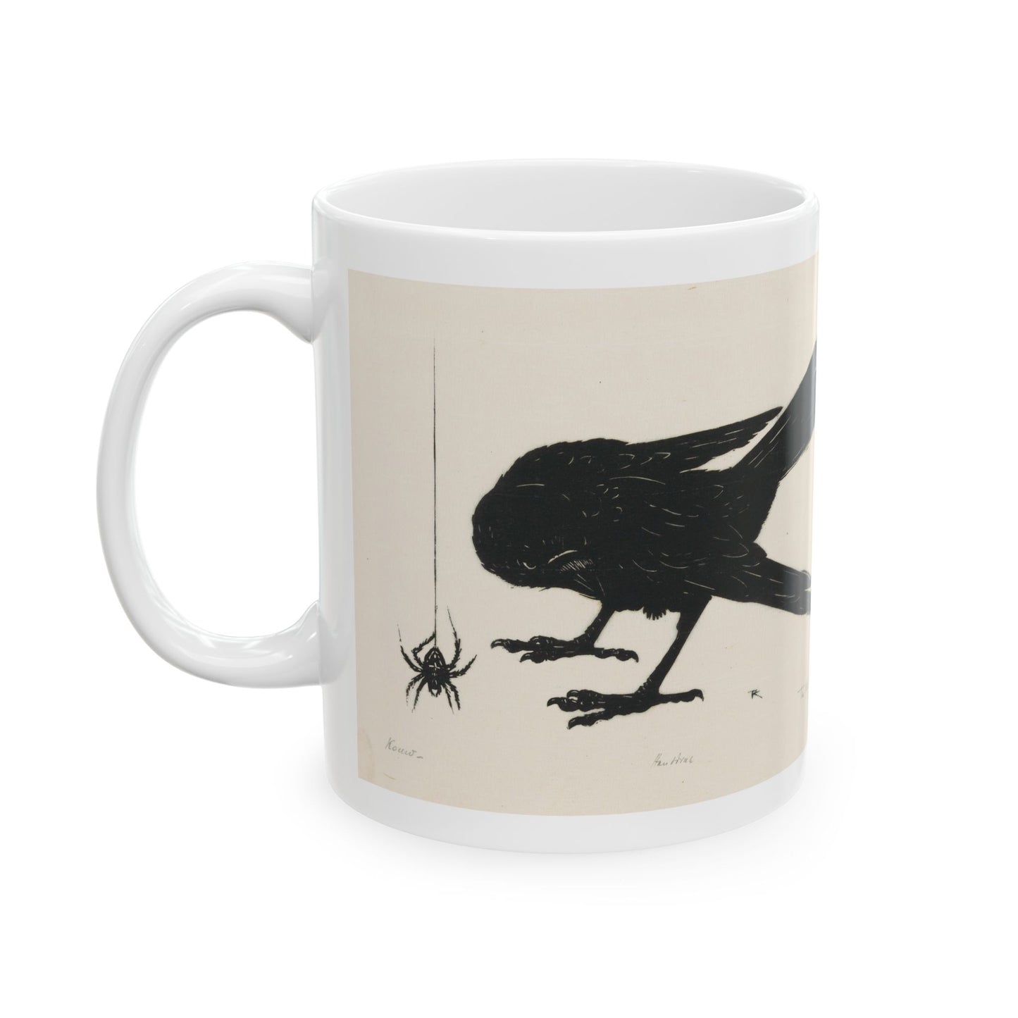 Crow and Spider Ceramic Mug, Gothic