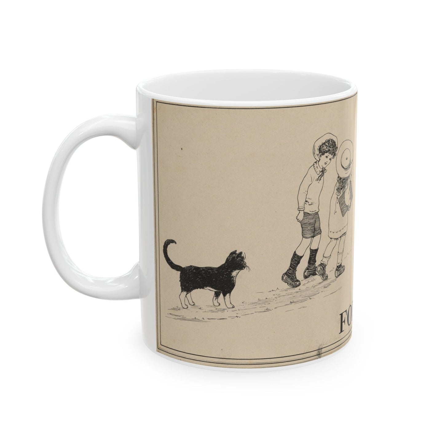 Black Cat On A Walk Artsy Ceramic Mug -