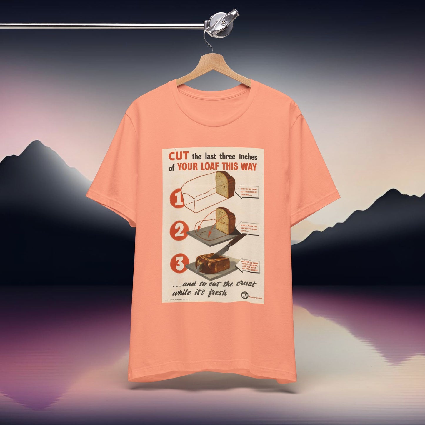 Vintage Retro Bread Food Tee, Unisex Jersey Short Sleeve T-Shirt for Foodie, Old Kitchen Add Shirt, Cut Your Loaf This Way, Food Clothing