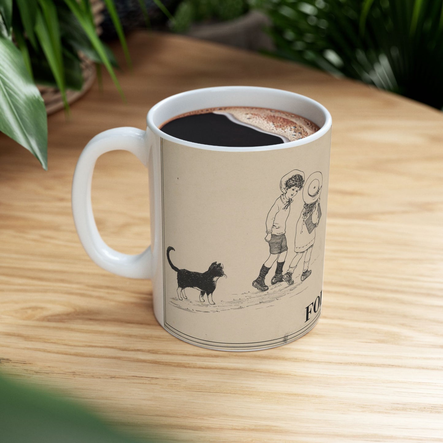 Black Cat On A Walk Artsy Ceramic Mug -