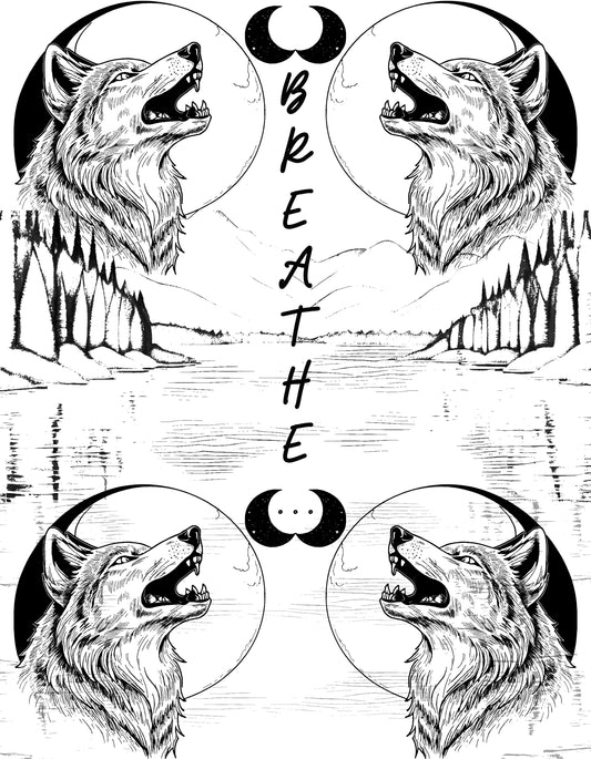 Breathe B&W by CAMM Animal Bathroom Poster Gift Wolf Art Bathroom Wall Decor Poster Bathroom Print Digital Download